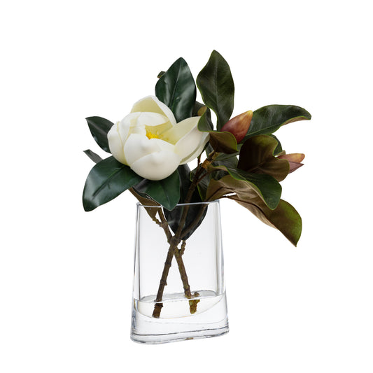 42CM MAGNOLIA MIXED ARRANGEMENT IN GLASS