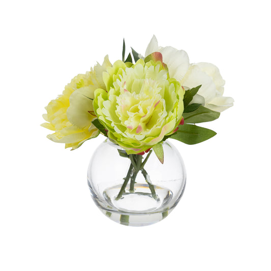 22CM PEONY MIXED IN FISHBOWL VASE