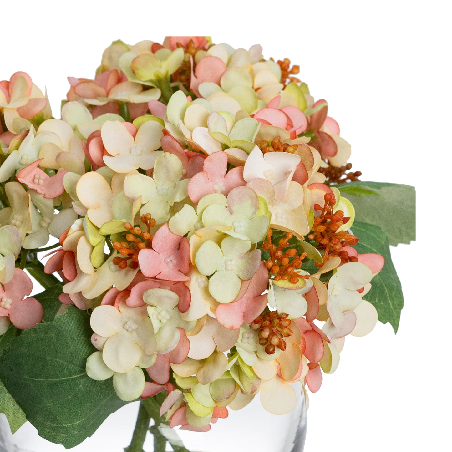 19cm Artificial Hydrangea Arrangement in Fishbowl Vase