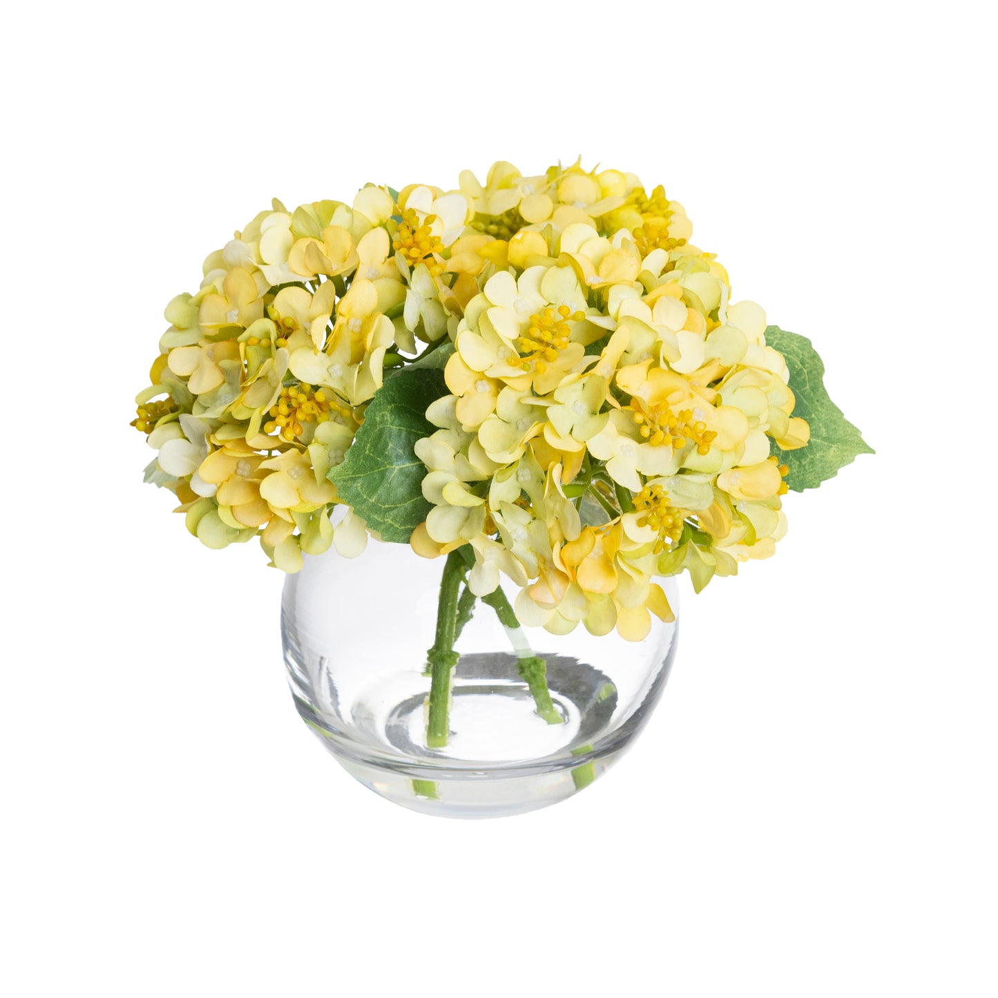 19cm Artificial Hydrangea Arrangement in Fishbowl Vase