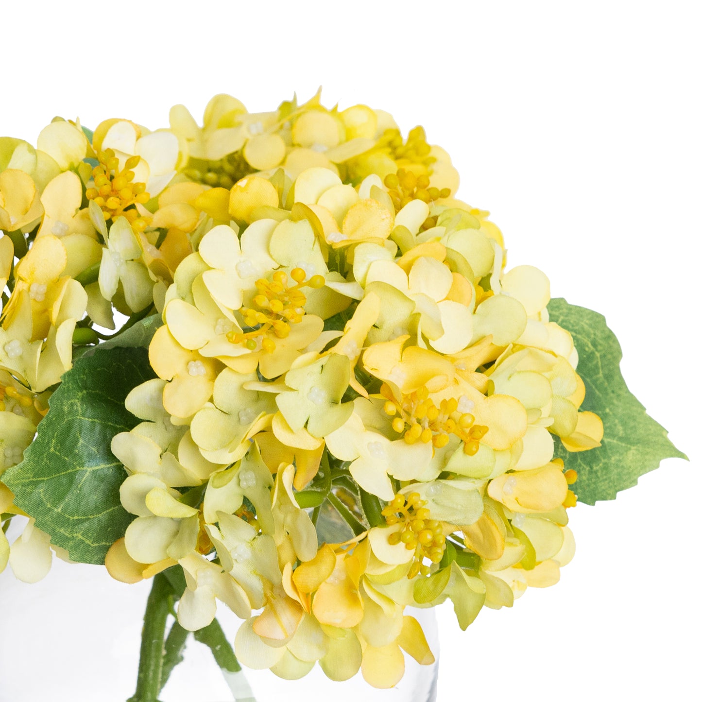 19cm Artificial Hydrangea Arrangement in Fishbowl Vase