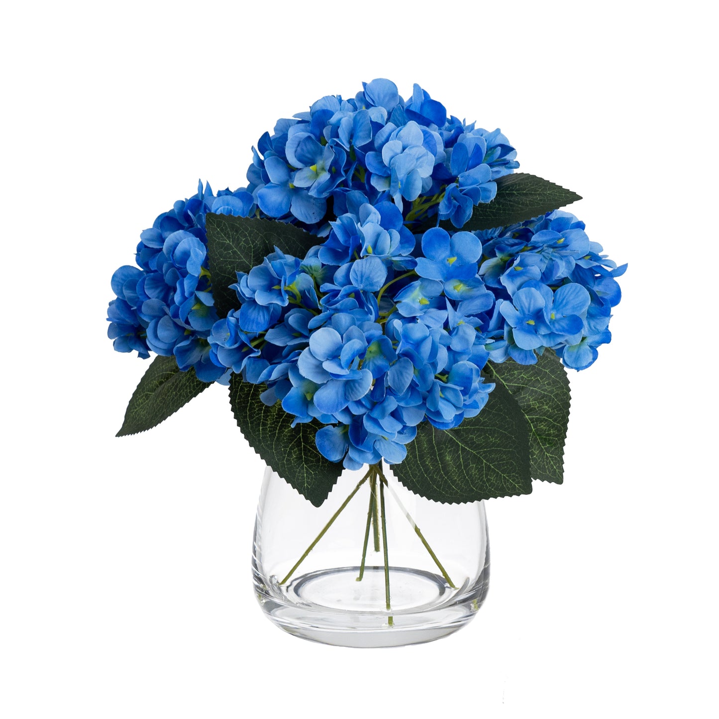 Glamorous Fusion 30cm Hydrangea Arrangement in Glass Vase - Artificial Flower Arrangements and Artificial Plants