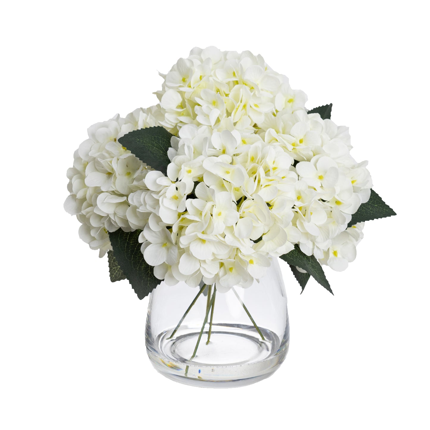 Glamorous Fusion 30cm Hydrangea Arrangement in Glass Vase - Artificial Flower Arrangements and Artificial Plants