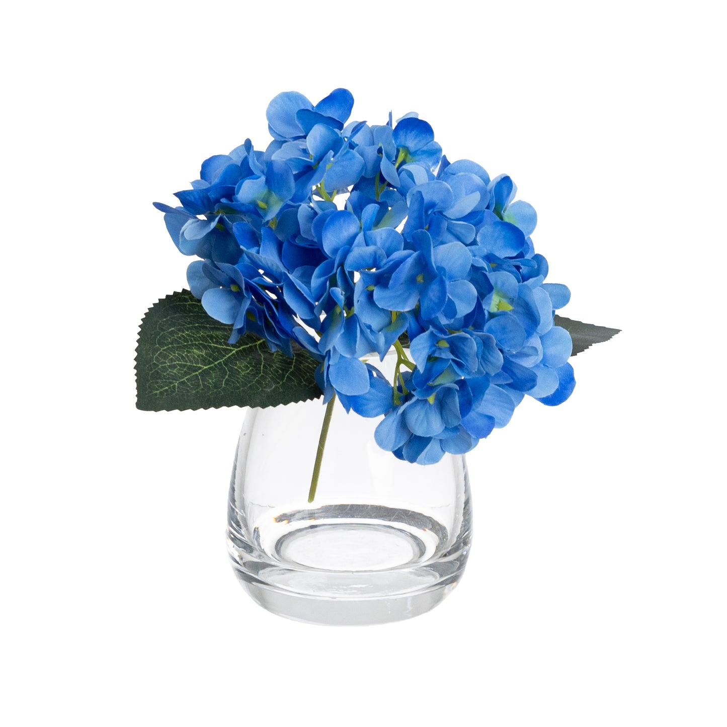 Glamorous Fusion 20cm Mini Hydrangea Arrangement in Glass Vase - Artificial Flower Arrangements and Artificial Plants