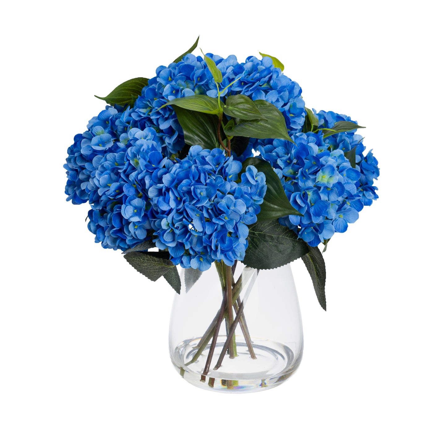 Glamorous Fusion 40cm Hydrangea Arrangement in Glass Vase - Artificial Flower Arrangements and Artificial Plants