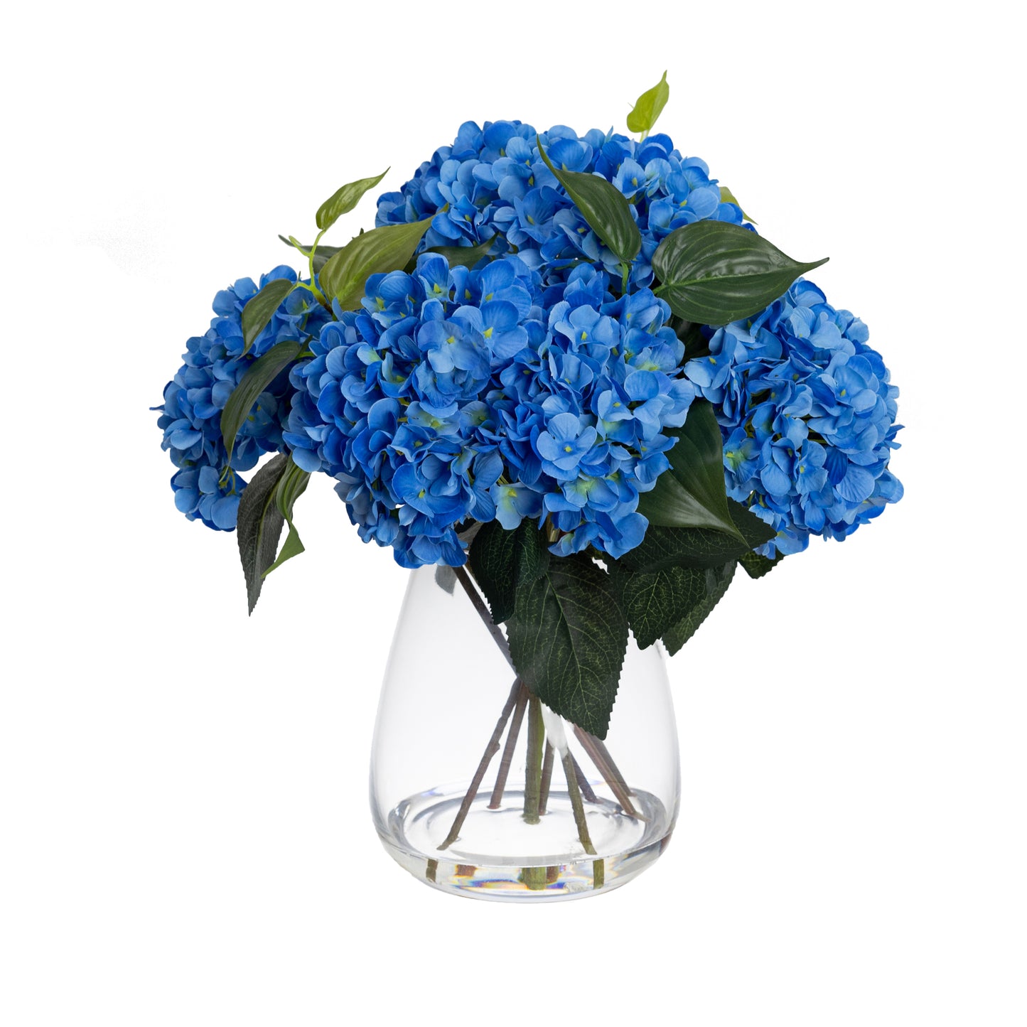 Glamorous Fusion 40cm Hydrangea Arrangement in Glass Vase - Artificial Flower Arrangements and Artificial Plants