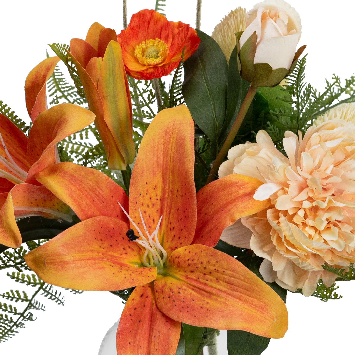 Glamorous Fusion 48cm Lily Mixed Arrangement in Glass Vase - Artificial Flower Arrangements and Artificial Plants