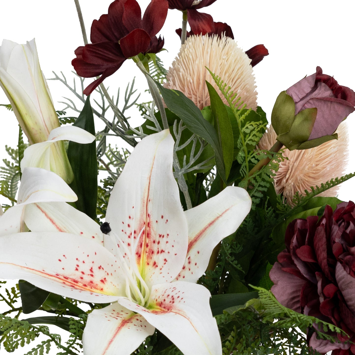 Glamorous Fusion 48cm Lily Mixed Arrangement in Glass Vase - Artificial Flower Arrangements and Artificial Plants