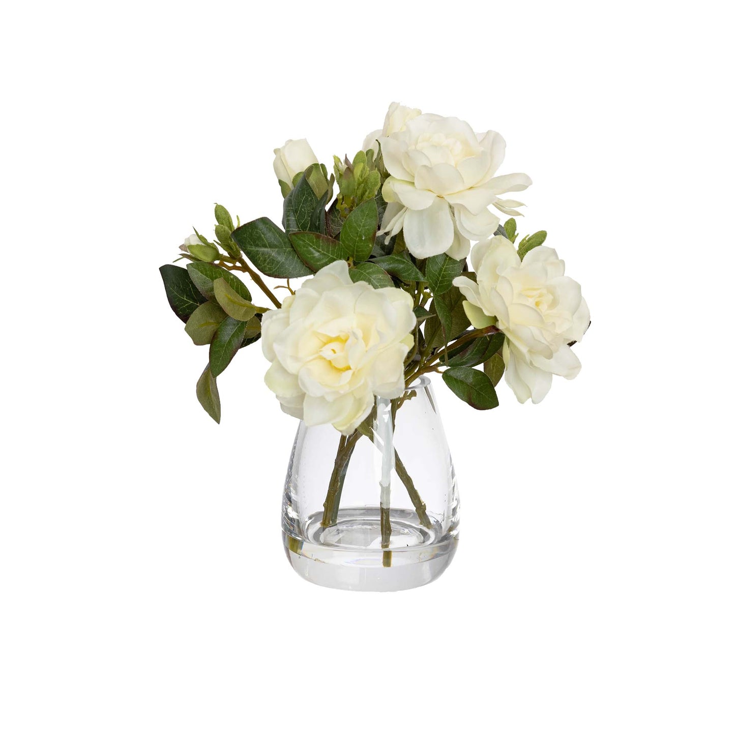 25cm Rose Arrangement in Glass White