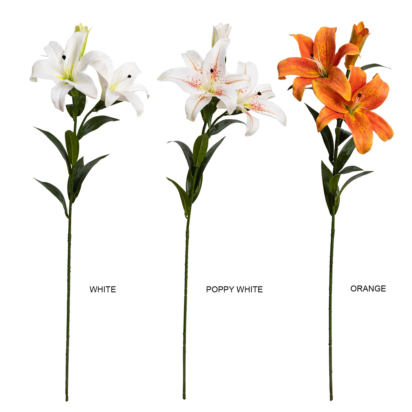 88cm Artificial Real Touch Lily Spray W/Bud Orange