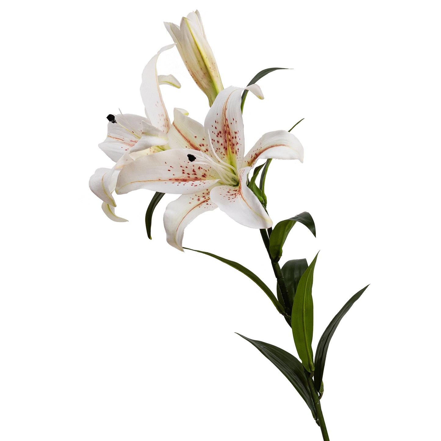 88cm Artificial Real Touch Lily Spray W/Bud Poppy White