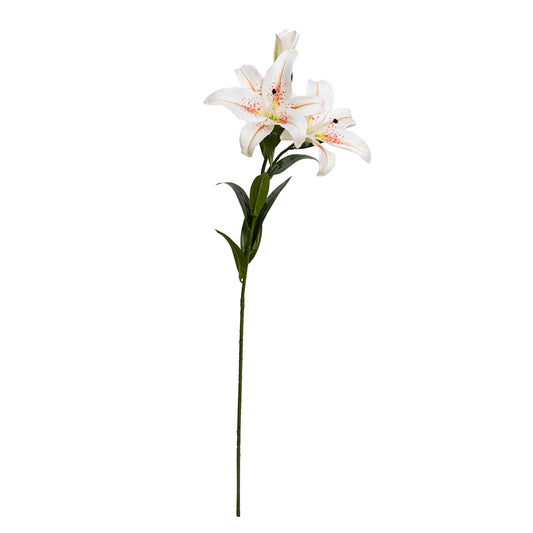 88cm Artificial Real Touch Lily Spray W/Bud Poppy White