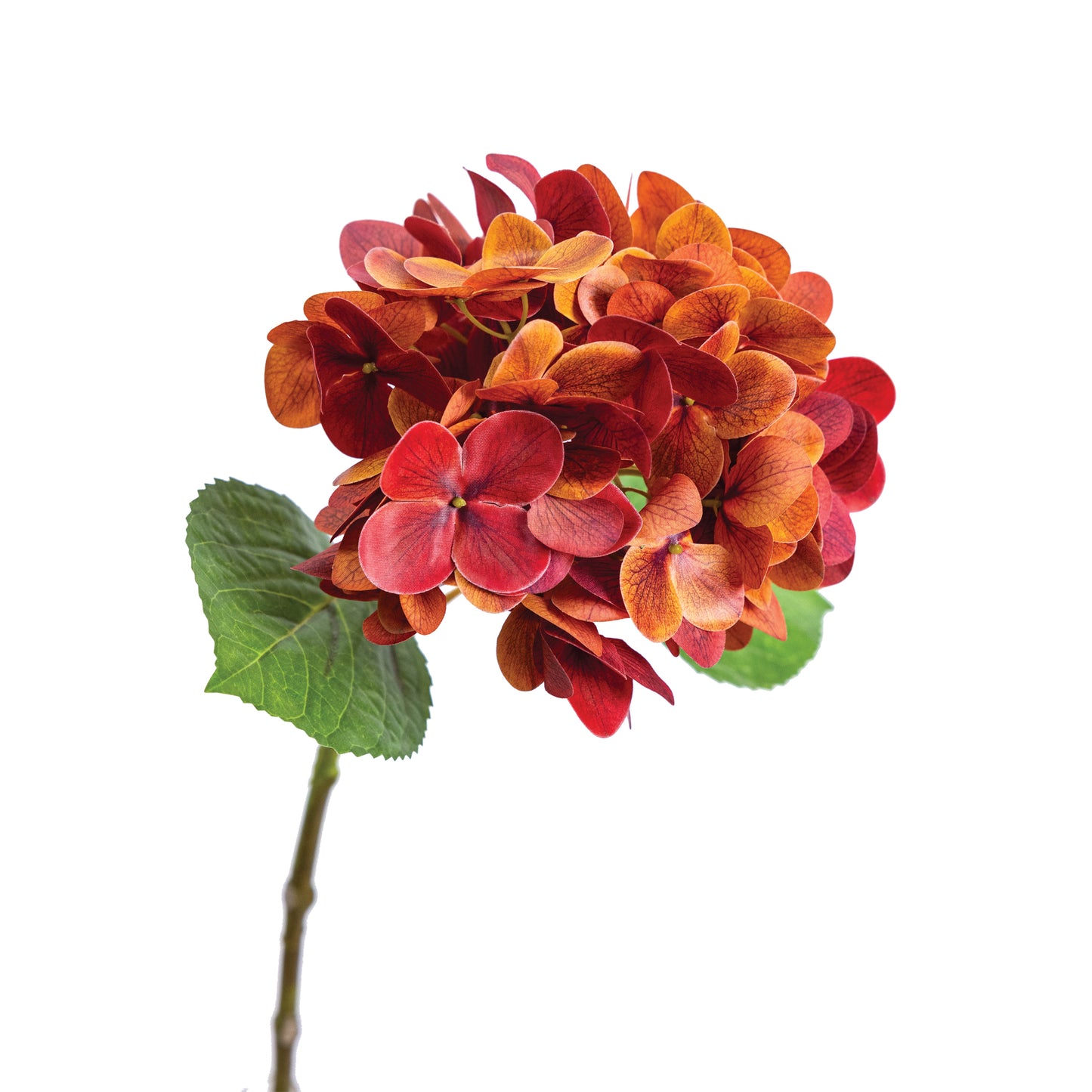 55cm Artificial Hortensia Spray with Leaf Orange