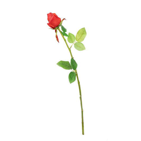 49cm Artificial Real Touch Rose Bud Red