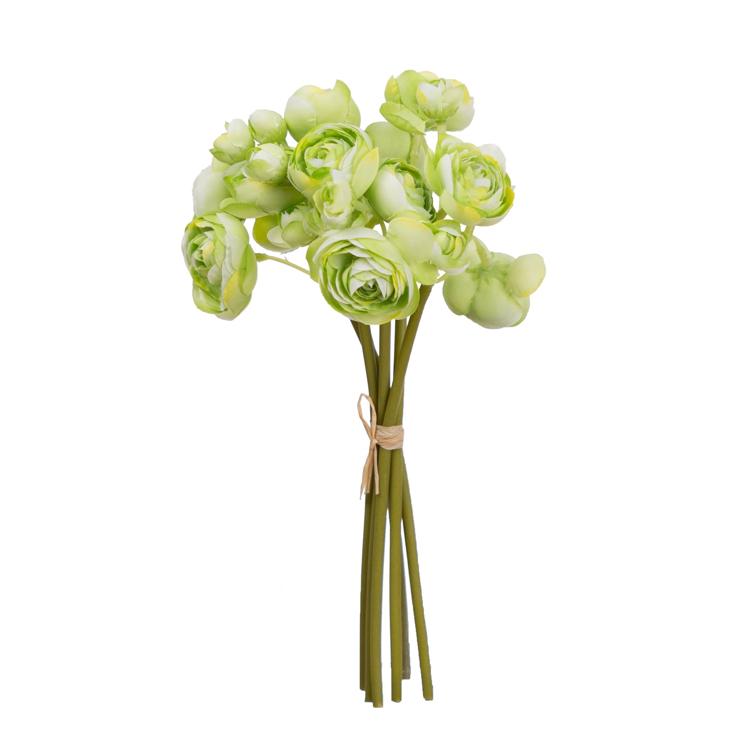 28cm Artificial Ranunculus Bundle Apple Green