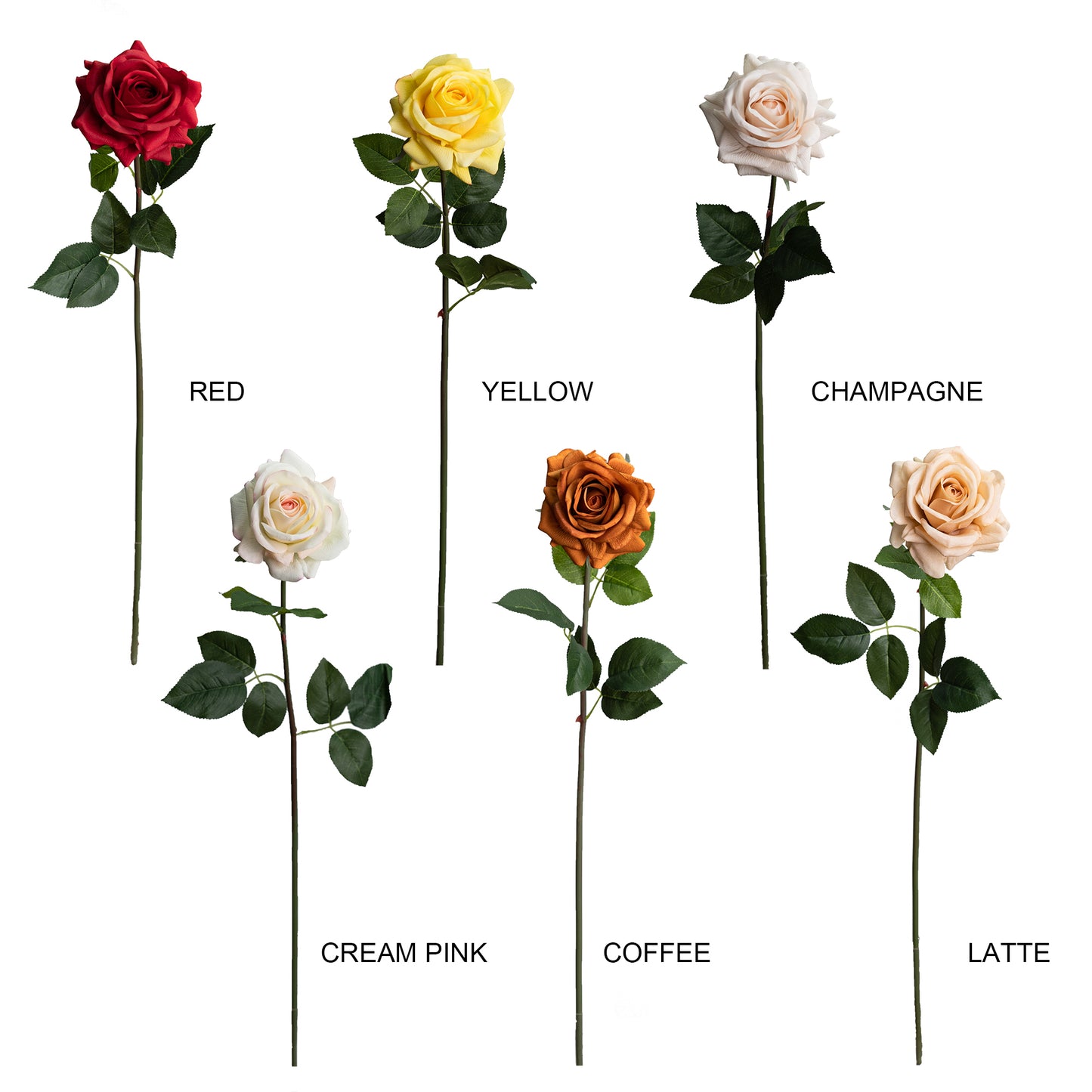 75cm Artificial Real Touch Single Rose Champagne