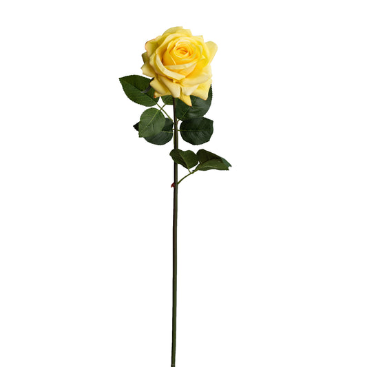 75cm Artificial Real Touch Single Rose Yellow