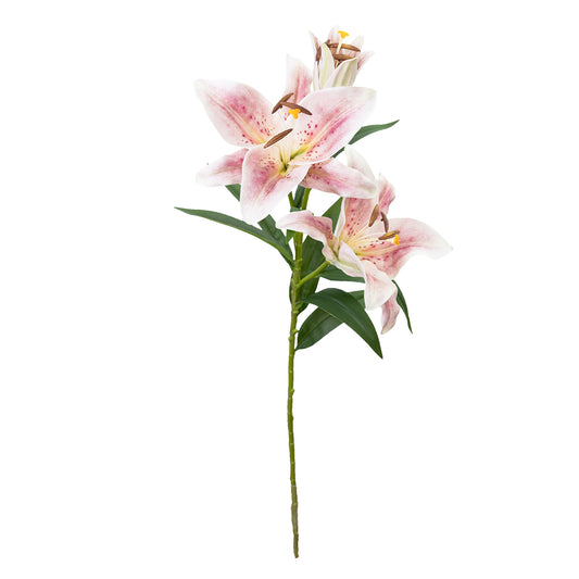 86cm Artificial Real Touch Lily Spray Pink