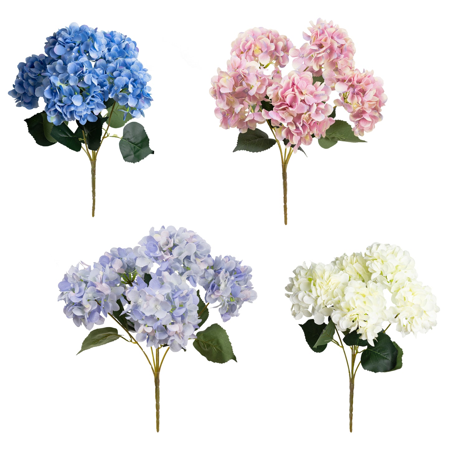 45cm Artificial Hydrangea Bush Pink