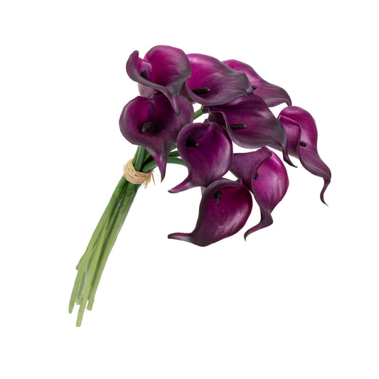 35cm Artificial Real Touch Calla Lily Bundle Plum Black