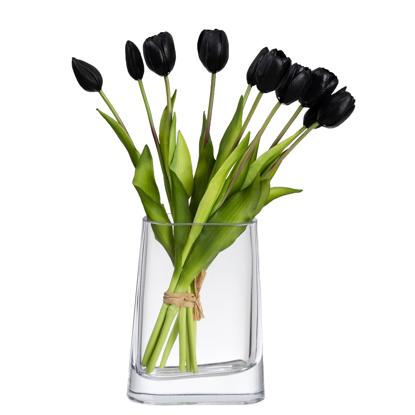 40cm Artificial Real Touch Tulip Bundle Black