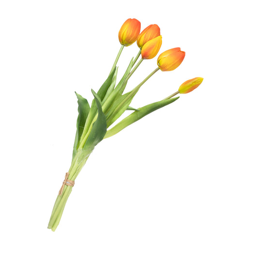 40cm Artificial Real Touch Tulip Bundle Orange