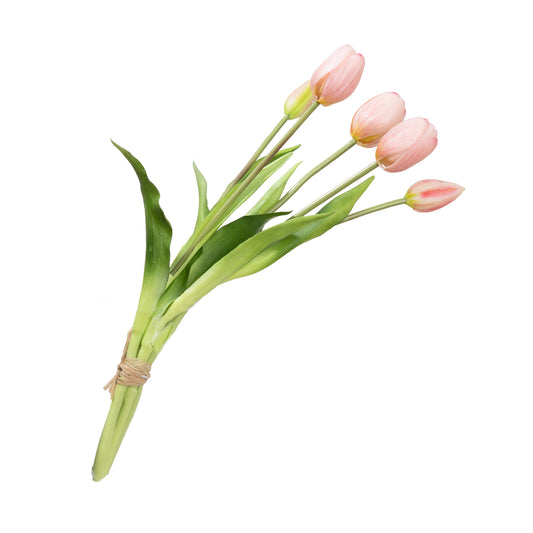 40cm Artificial Real Touch Tulip Bundle Pink