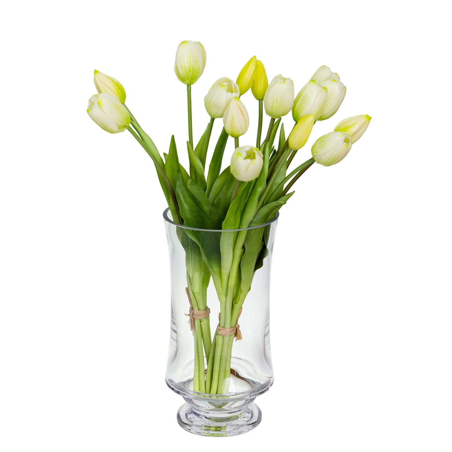 40cm Artificial Real Touch Tulip Bundle White