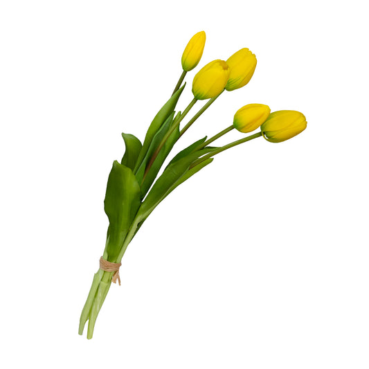 40cm Artificial Real Touch Tulip Bundle Yellow