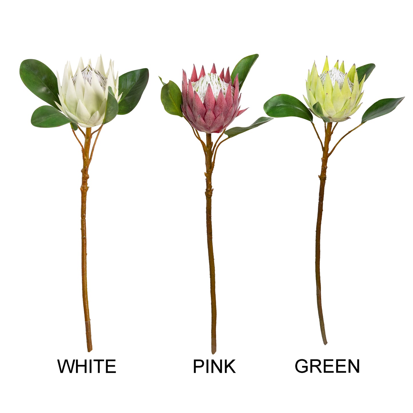 69cm Artificial King Protea Green