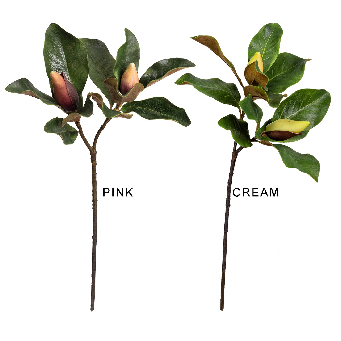 66cm Artificial Real Touch Magnolia Leaf Pink