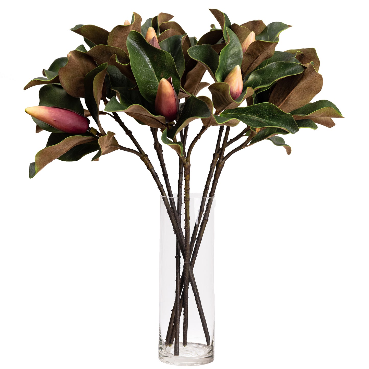 66cm Artificial Real Touch Magnolia Leaf Pink