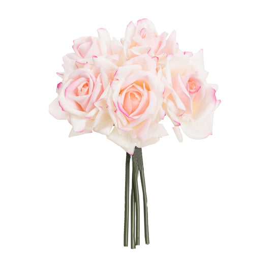 26cm Artificial Real Touch Flex Rose Bundle Light Pink