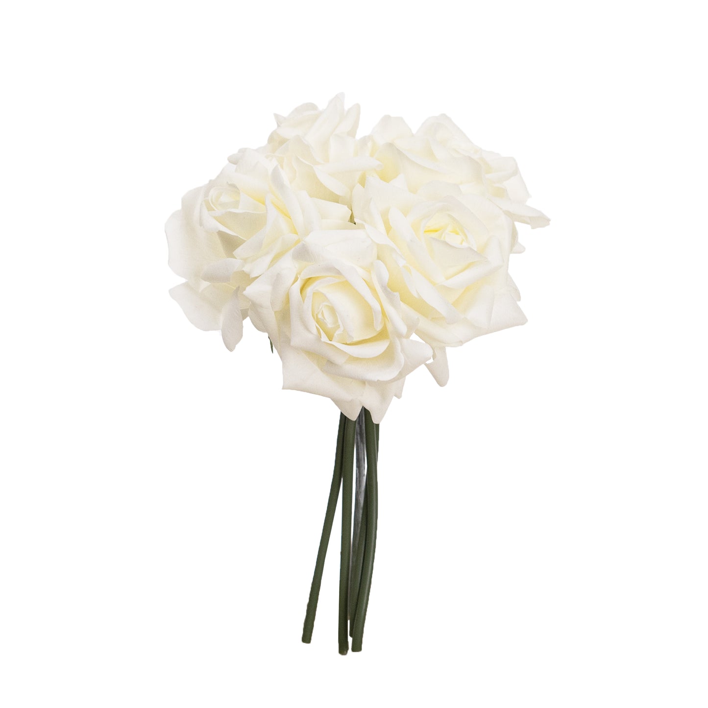 26cm Artificial Real Touch Flex Rose Bundle White