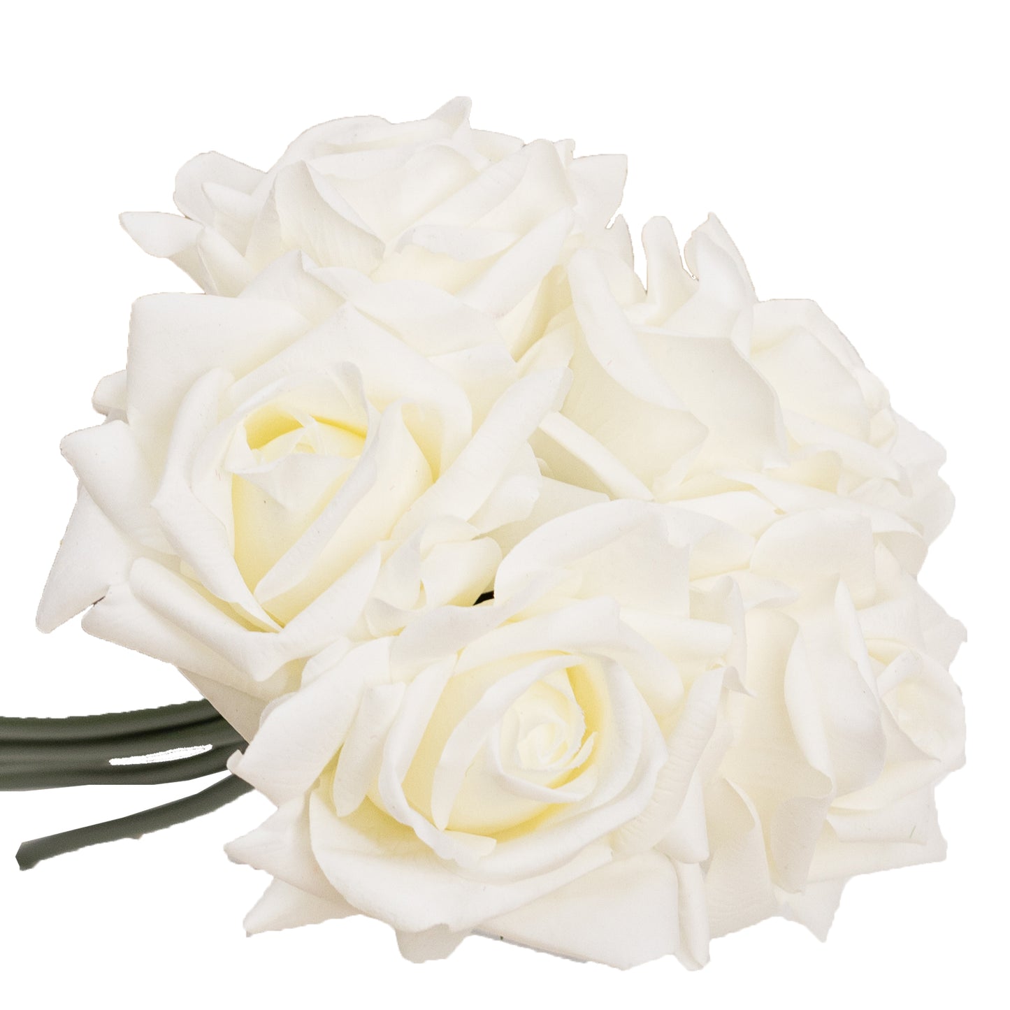 26cm Artificial Real Touch Flex Rose Bundle White