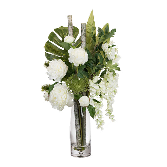 Glamorous Fusion Peony & Wisteria Arrangement - Artificial Flower Arrangements and Artificial Plants
