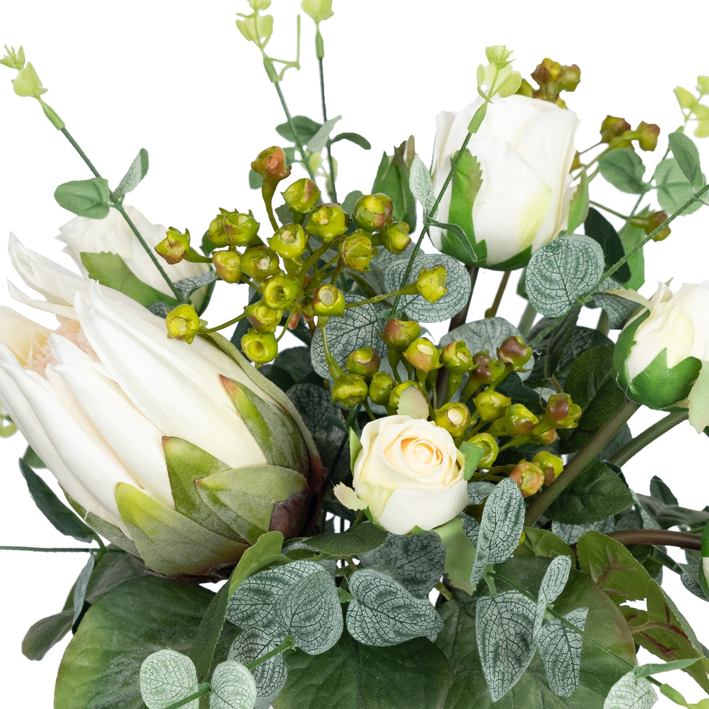 Glamorous Fusion Protea & Rose Mixed Arrangement - Artificial Flower Arrangement and Artificial Plants