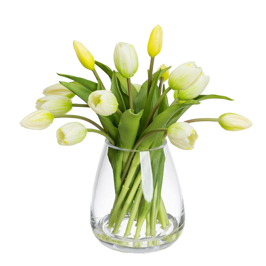 Glamorous Fusion Tulip in Glass Vase - Artificial Flower Arrangements and Artificial Plants