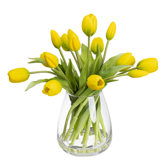 Glamorous Fusion Tulip in Glass Vase - Artificial Flower Arrangements and Artificial Plants