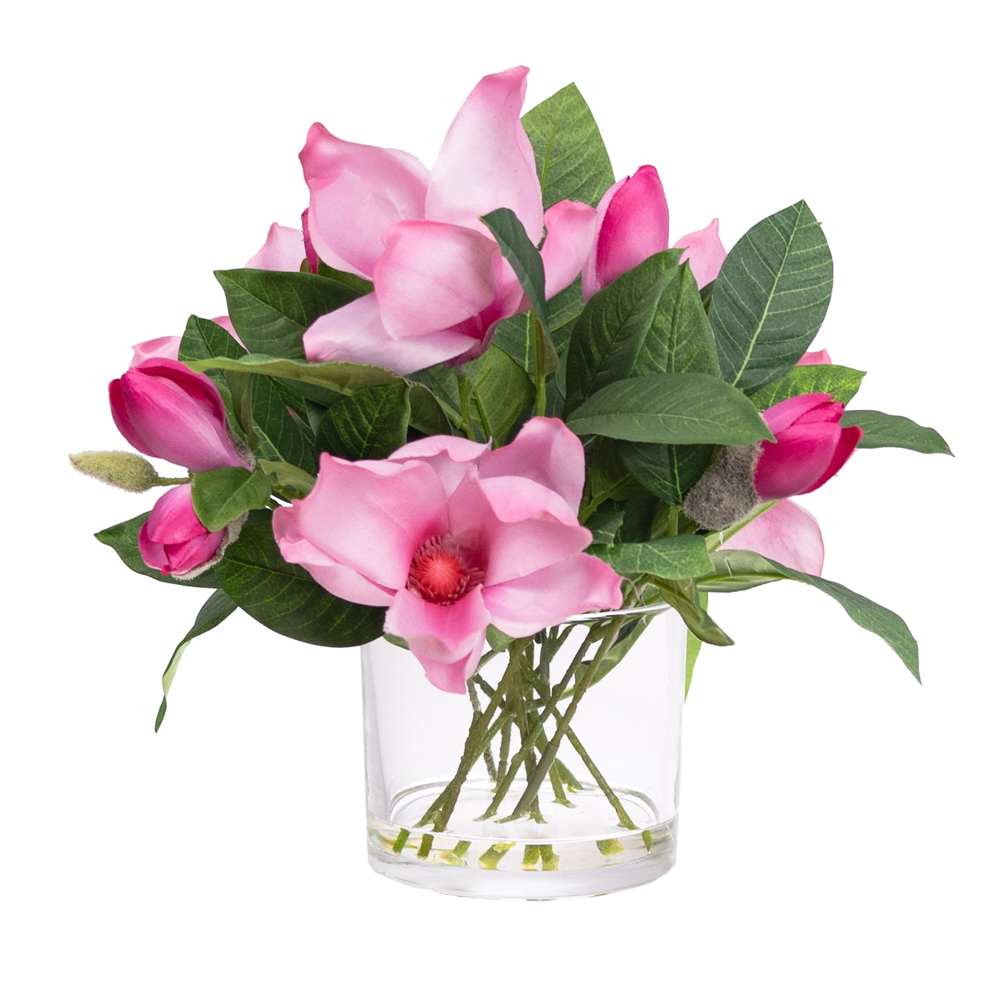 Glamorous Fusion Magnolia in Glass Vase - Artificial Flower Arrangements and Artificial Plants