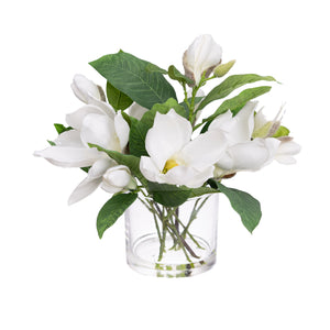 Glamorous Fusion Magnolia in Glass Vase - Artificial Flower Arrangements and Artificial Plants