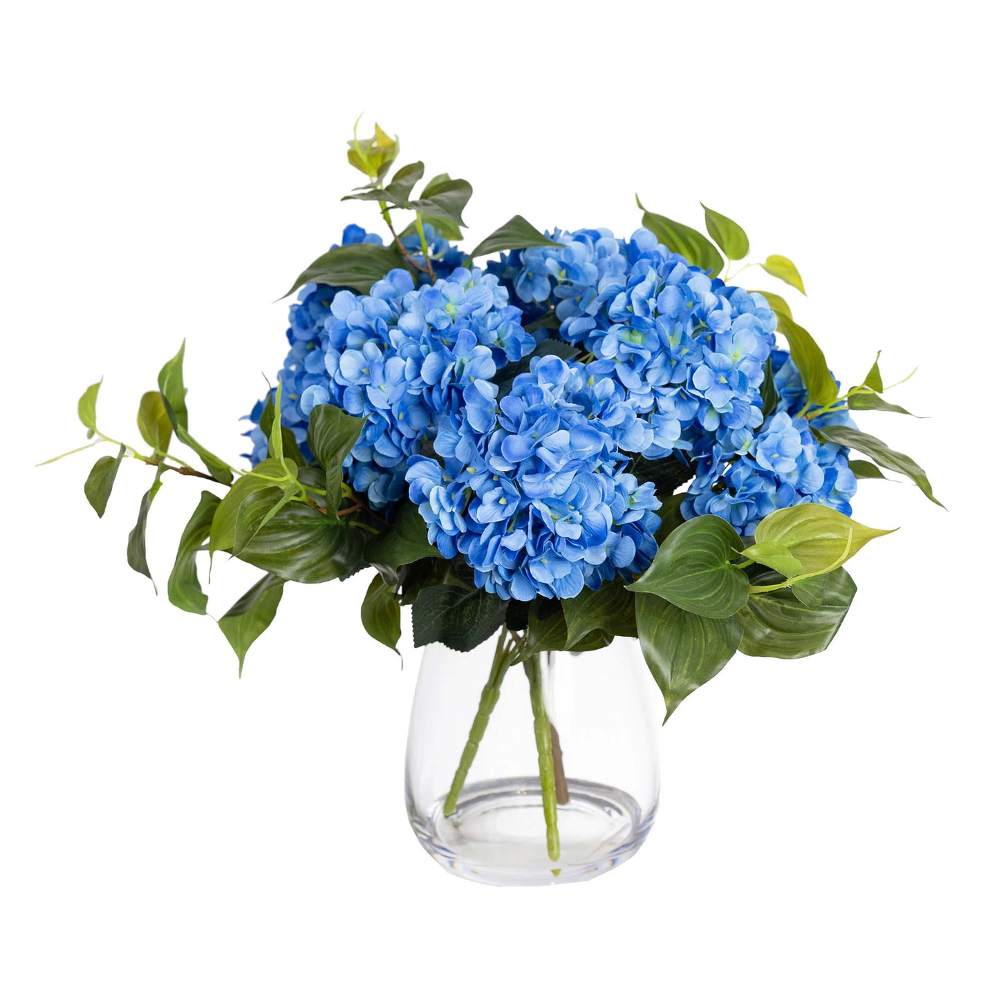 Glamorous Fusion 40cm Hydrangea Arrangement in Glass Vase - Artificial Flower Arrangements and Artificial Plants