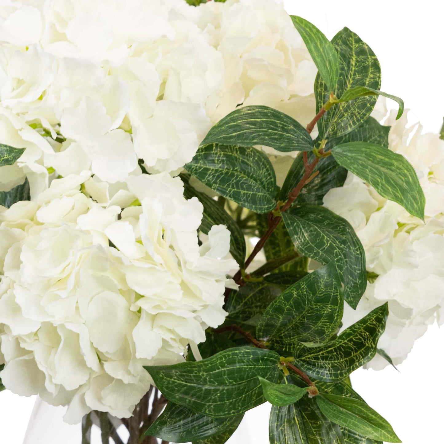 Glamorous Fusion 40cm Hydrangea Arrangement in Glass Vase - Artificial Flower Arrangements and Artificial Plants