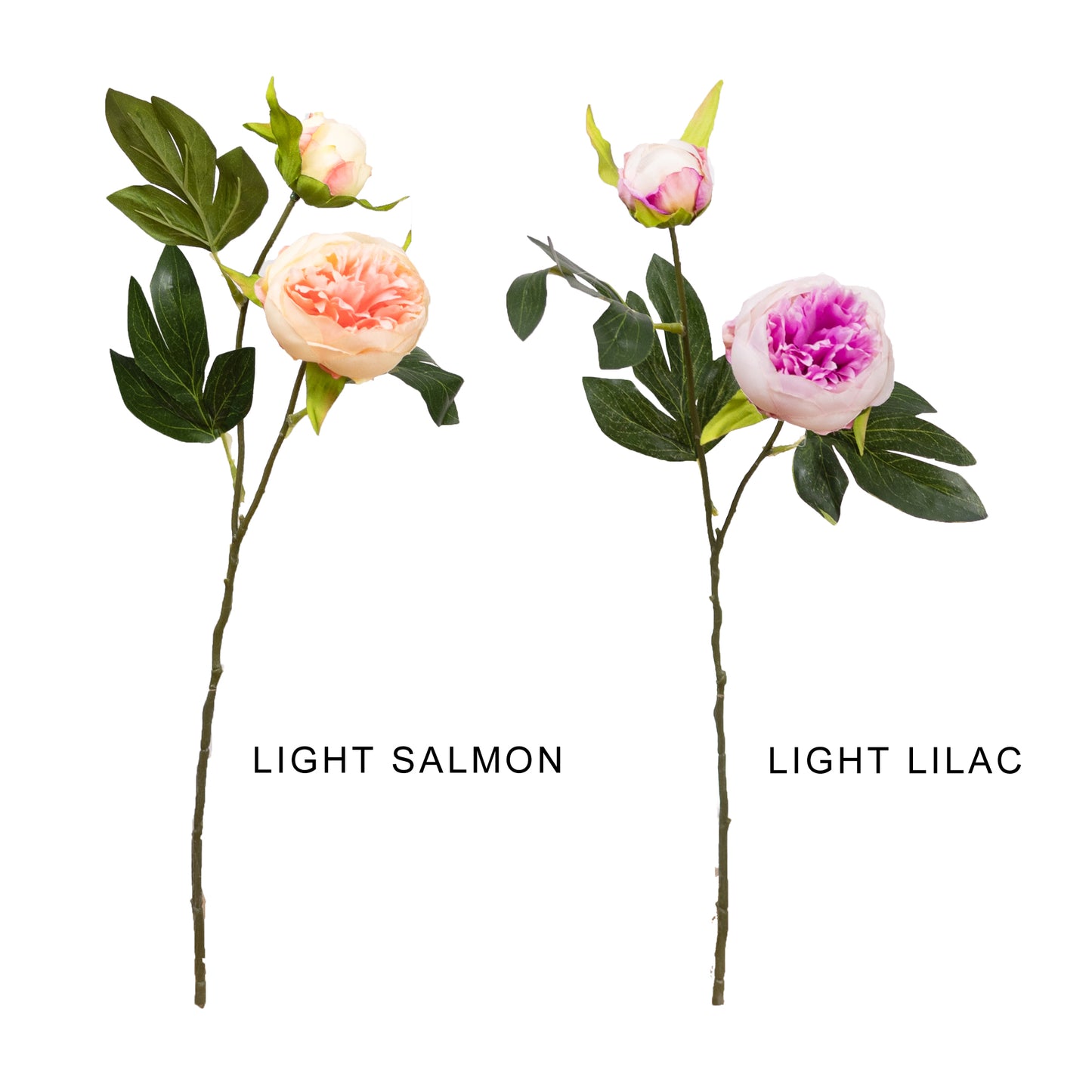 43cm Artificial Peony Spray Light Salmon