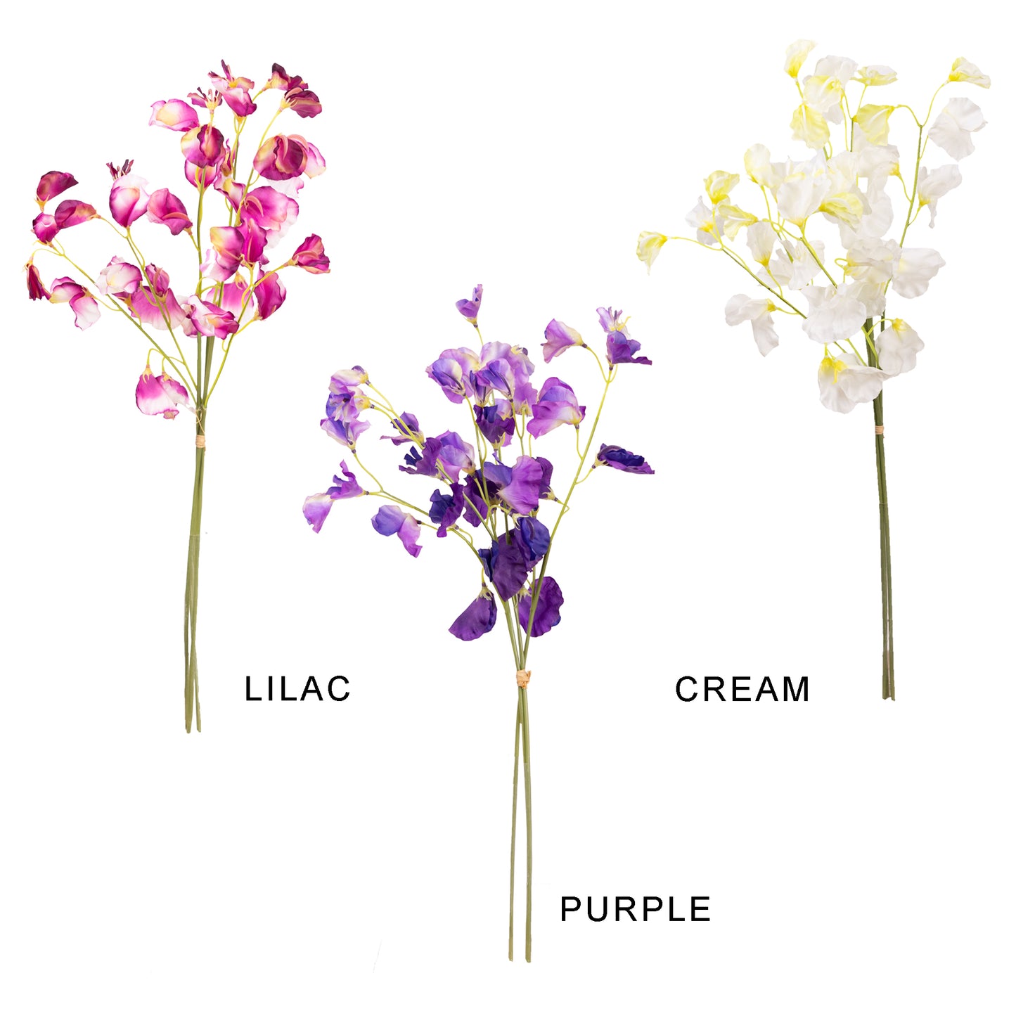 48cm Artificial Sweet Pea Bundle Cream