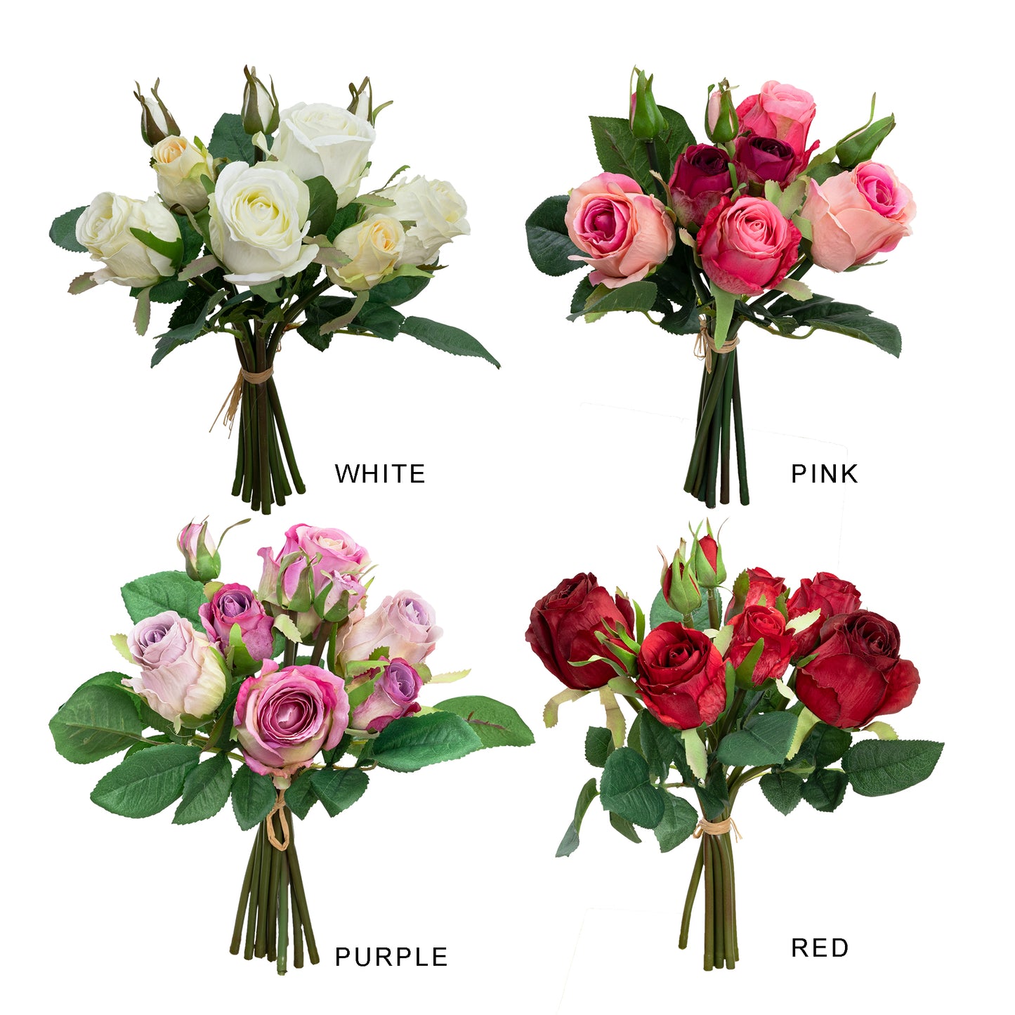 28cm Artificial Rose Bush Red