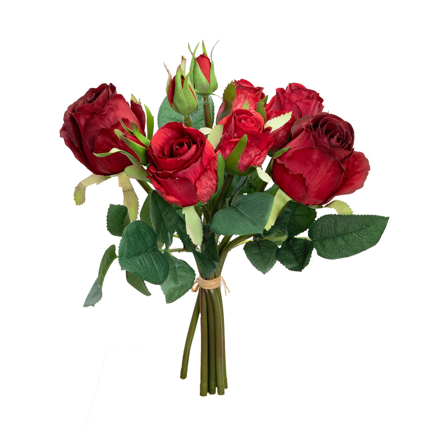 28cm Artificial Rose Bush Red