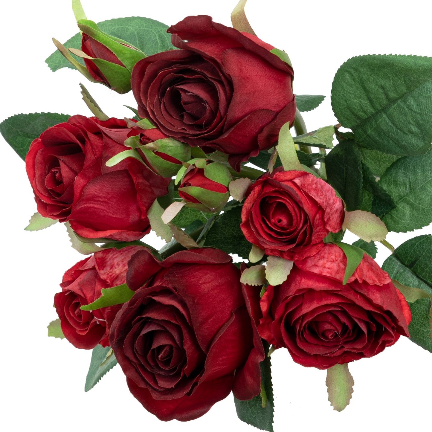 28cm Artificial Rose Bush Red