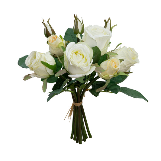 28cm Artificial Rose Bush White