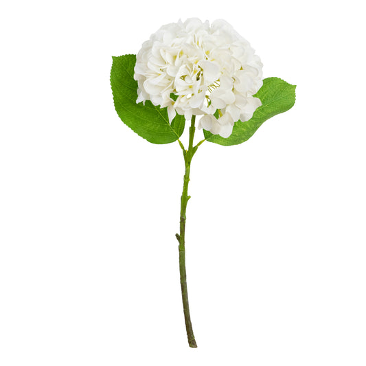 48cm Artificial Real Touch Hydrangea with Leaf White